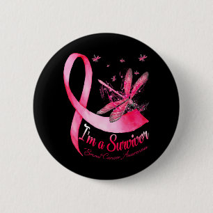 Jag är en Survivor Dragonfly Breast Cancer Awarene Knapp