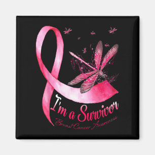 Jag är en Survivor Dragonfly Breast Cancer Awarene Magnet