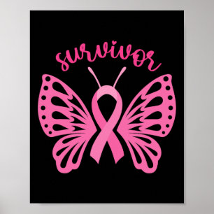 Jag är en Survivor Dragonfly Breast Cancer Awarene Poster