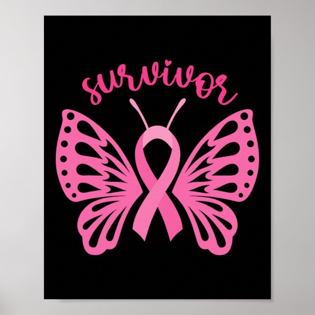 Jag är en Survivor Dragonfly Breast Cancer Awarene Poster (Framsidan)