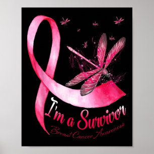Jag är en Survivor Dragonfly Breast Cancer Awarene Poster