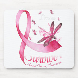 Jag är en Survivor Dragonfly Rosa Ribbon Breast C Musmatta