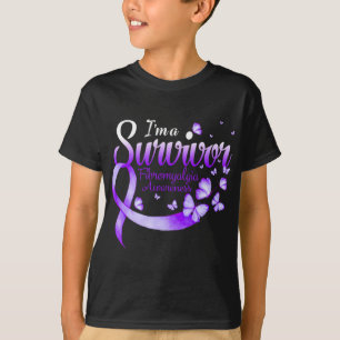 Jag är en Survivor Fibromyalgia Awareness Butterfl T Shirt