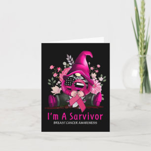 Jag är en Survivor Gnome Rosa Ribbon Breast Cancer Kort