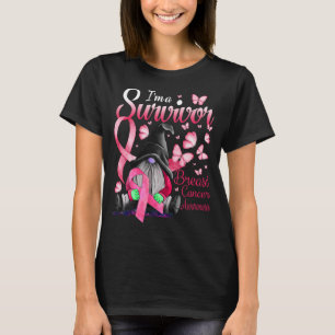 Jag är en Survivor Gnome Rosa Ribbon Breast Cancer T Shirt