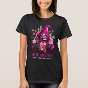 Jag är en Survivor Gnome Rosa Ribbon Breast Cancer T Shirt