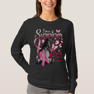 Jag är en Survivor Gnome Rosa Ribbon Breast Cancer T Shirt
