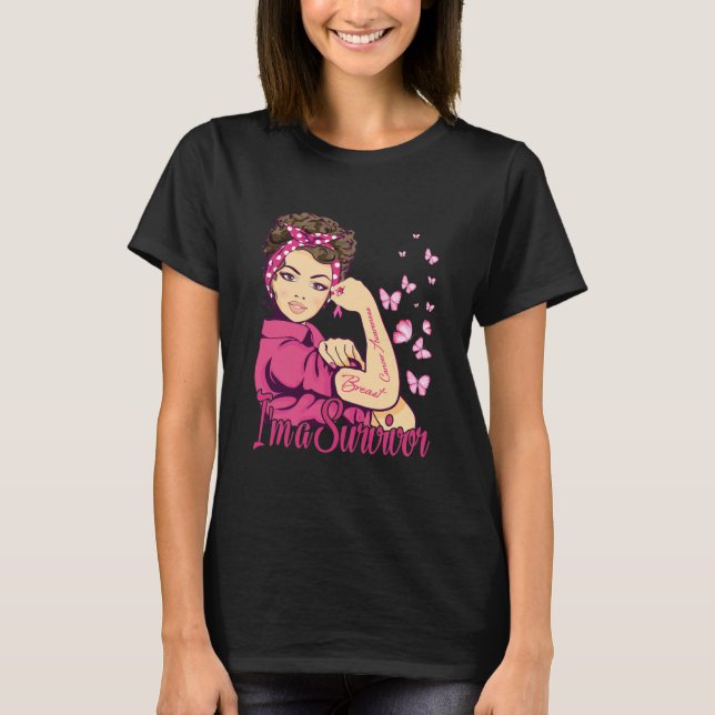 Jag är en Survivor Rosie Riveter Breast Cancer T Shirt (Framsida)
