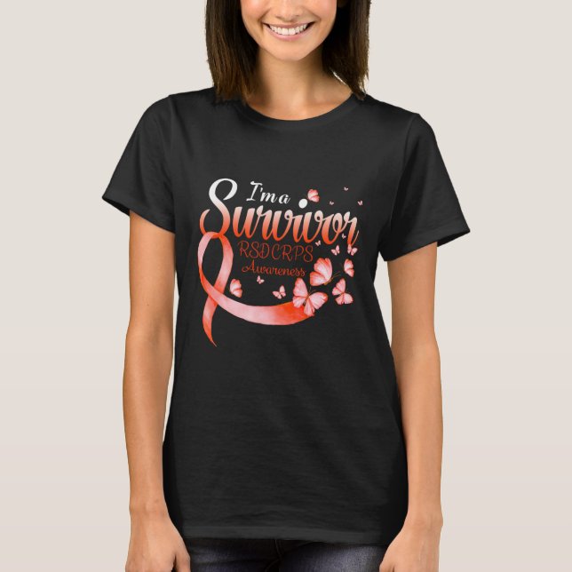 Jag är en Survivor RSD Crps Awareness Butterfly T Shirt (Framsida)