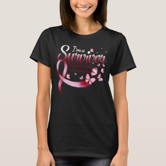 Jag är en "Survivor Sickle Cell Anemia Awareness B T Shirt (Framsida)