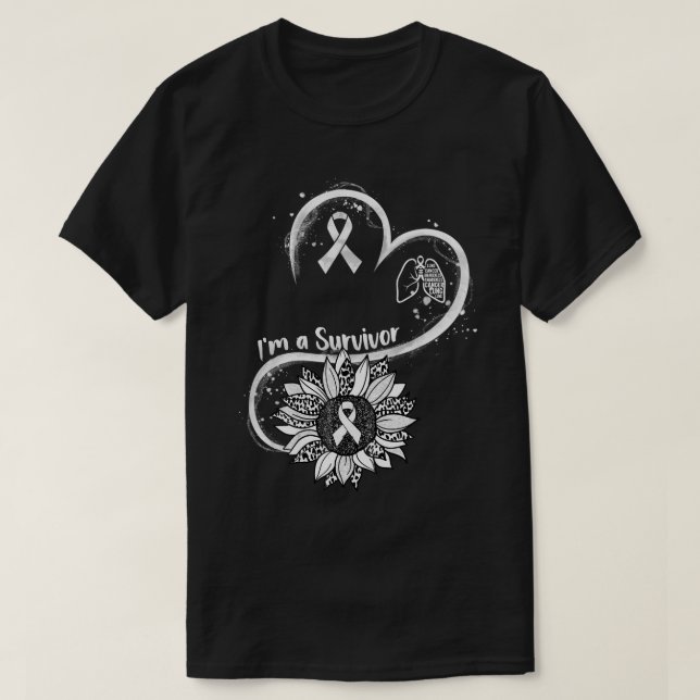 Jag är en Survivor Solros Lung Cancer Awareness Kr T Shirt (Design framsida)