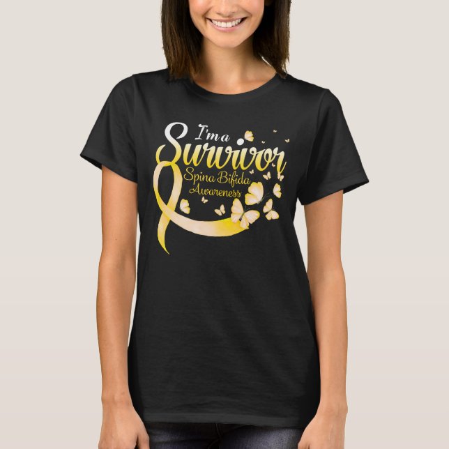 Jag är en Survivor Spina Bifida Awareness Butterfl T Shirt (Framsida)