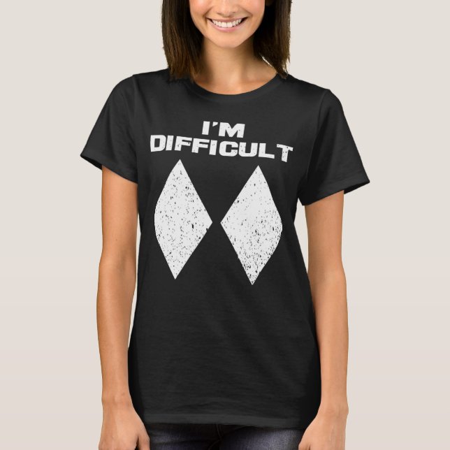 Jag är en svår Dubbla Black Diamonds Skiingin T Shirt (Framsida)
