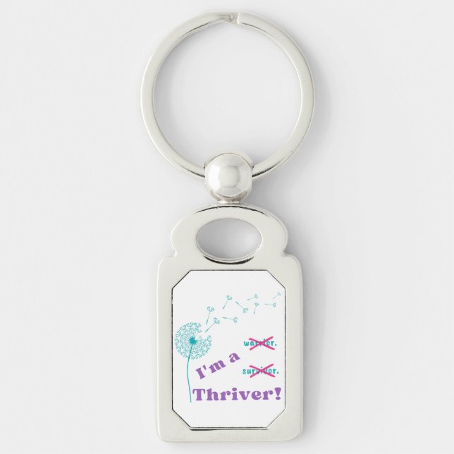 Jag är en Thriver! Rektangulärt Silverfärgad Nyckelring (Framsidan)
