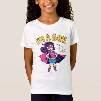 Jag Är En Tjej Superhjälte Tecknad Tjej Kraft Kons T Shirt