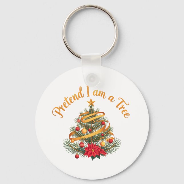 Jag är en Träd Funny Halloween Costume Shirt Nyckelring (Framsida)