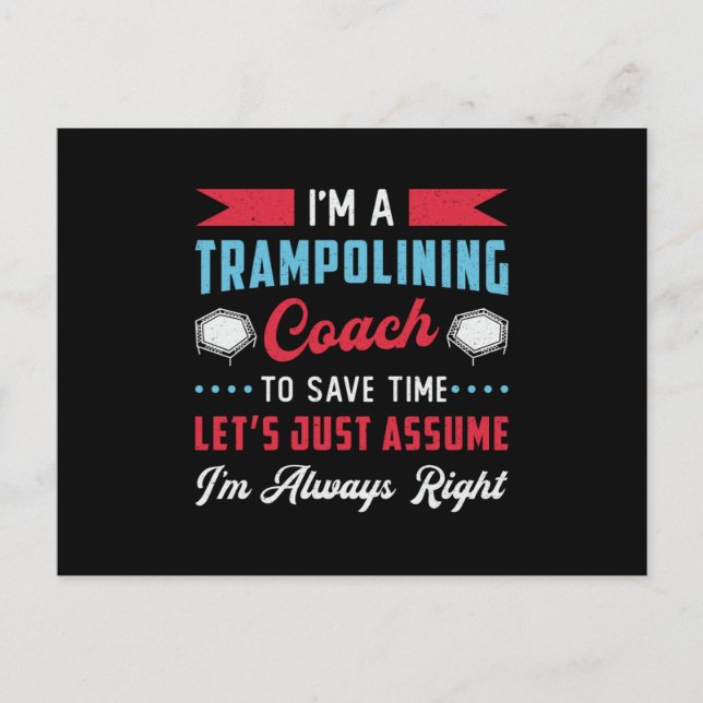 Jag är en Trampolining Coach Trampoline Jump Gymna Vykort (Framsida)