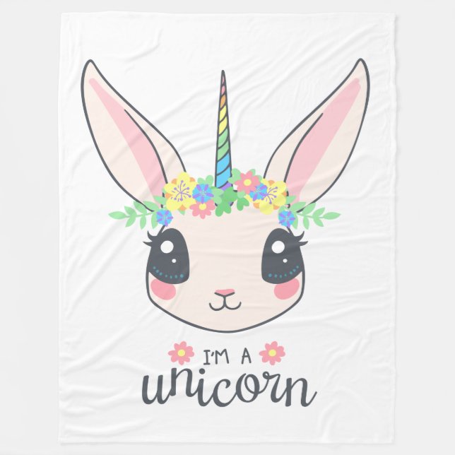 Jag är en Unicorn Bunny (Cute Art for Girls) Fleecefilt (Framsidan)
