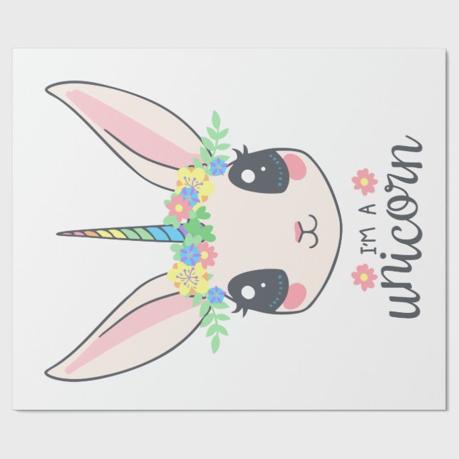 Jag är en Unicorn Bunny (Cute Art for Girls) Presentpapper (Platt)