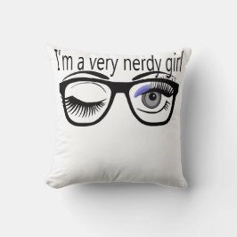 Jag är en väldigt Nerdy-flicka med Periwinkle Öga Kudde