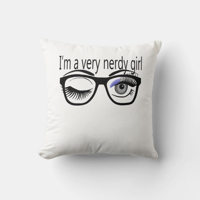 Jag är en väldigt Nerdy-flicka med Periwinkle Öga  Kudde (Framsida)