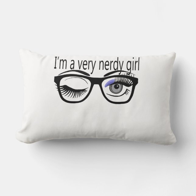 Jag är en väldigt Nerdy-flicka med Periwinkle Öga  Lumbarkudde (Framsida)