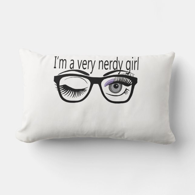 Jag är en väldigt Nerdy Girl med Lila Öga Shadow Lumbarkudde (Framsida)
