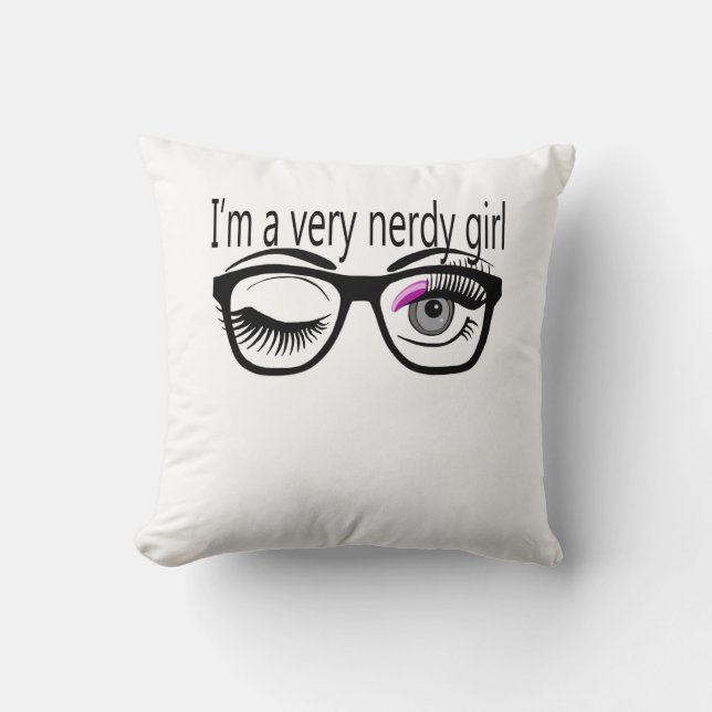 Jag är en väldigt Nerdy Girl med Rosa Öga Shadow Kudde (Framsida)