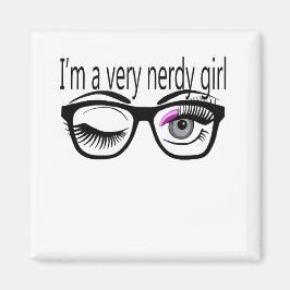 Jag är en väldigt Nerdy Girl med Rosa Öga Shadow Magnet