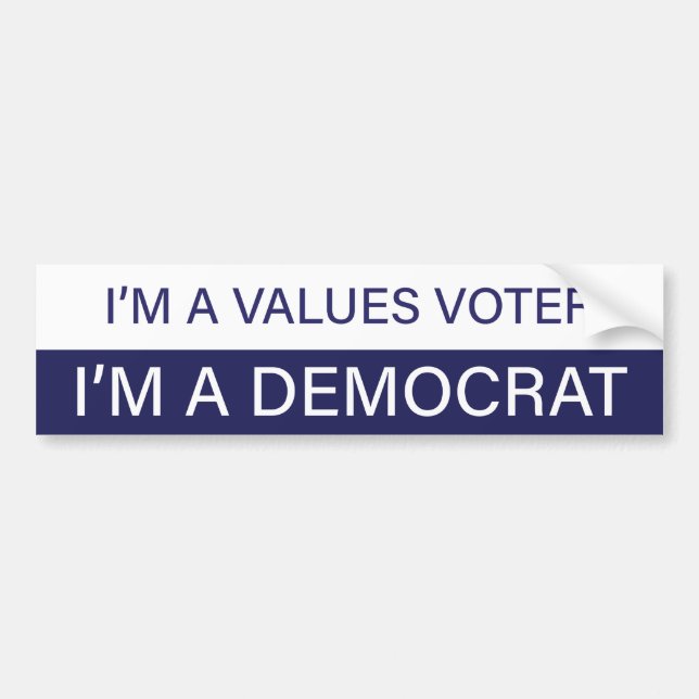 Jag är en Values Voter; jag är demokrat Bildekal (Framsidan)