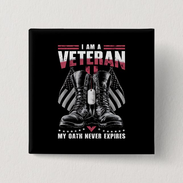 Jag är en veteran min ed förfaller aldrig veterans knapp (Framsida)