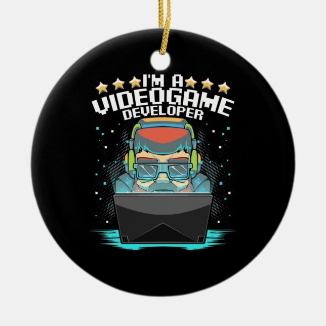 Jag är en videospelsutvecklare julgransprydnad keramik (Framsidan)