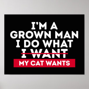 Jag är en vuxen man jag gör vad min katt vill poster