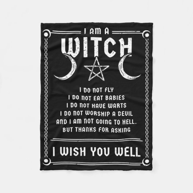 Jag är en Witch Wicca Halloween Pagan Costume Fleecefilt (Framsidan)