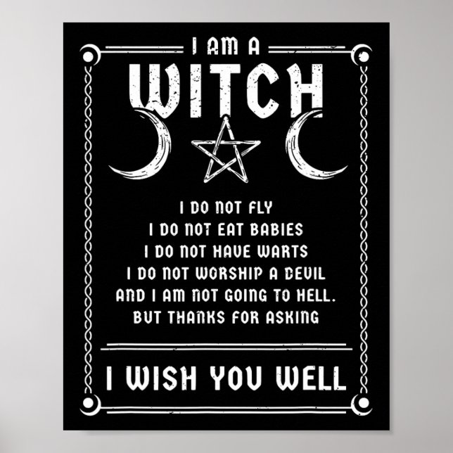 Jag är en Witch Wicca Halloween Pagan Costume Poster (Framsidan)