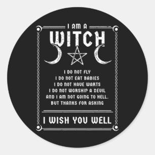 Jag är en Witch Wicca Halloween Pagan Costume Runt Klistermärke