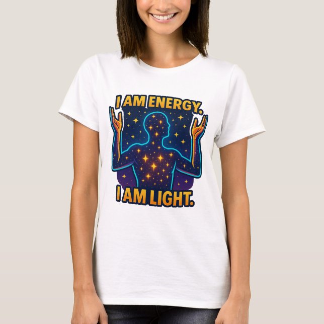 "Jag är energi. "Cosmic Star Silhouett" T Shirt (Framsida)