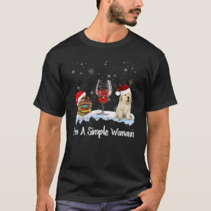 Jag är enkel Woman Bokar Vin Golden Retriever Hund T Shirt