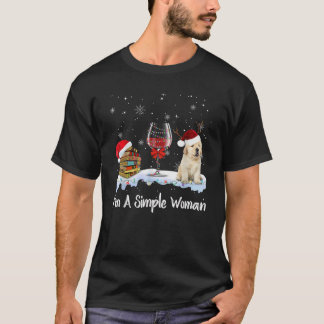 Jag är enkel Woman Bokar Vin Golden Retriever Hund T Shirt