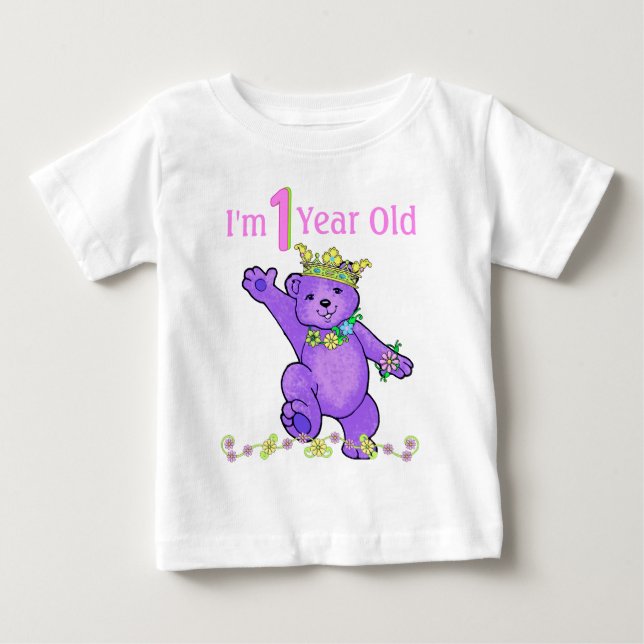 Jag är ett år gammal Princess Nalle T-shirt (Framsida)