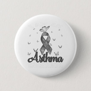 Jag är ett astmagravörare Grått Awareness Ribbon Knapp