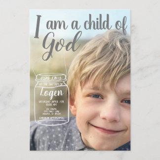 Jag är ett barn av god Anpassningsbar Baptism-inbj Inbjudningar