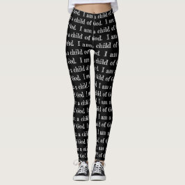 Jag är ett barn till Gud Black Repeat Type Leggings