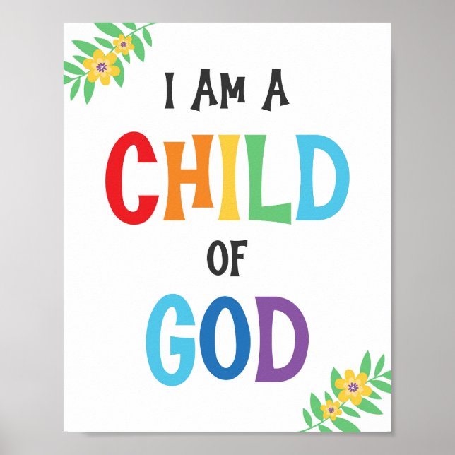 Jag är ett barn till Gud Kids Christian Religiösa  Poster (Framsidan)