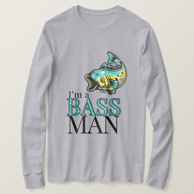 Jag är ett BASS MAN Funny Fishing Theme T Shirt (Design framsida)
