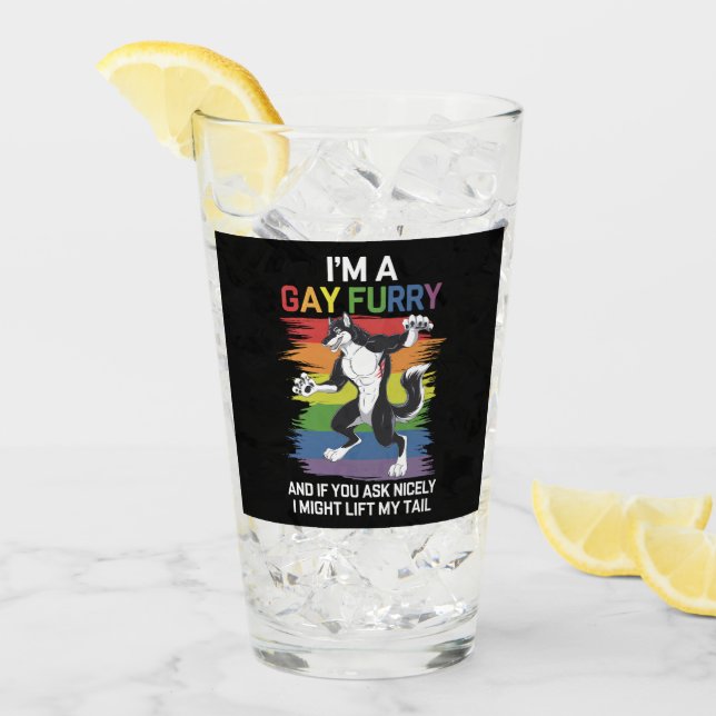 Jag är ett Gay Hårig Fox Rainbow LGBTQ-Pride Glaskopp (Framsida Ice)