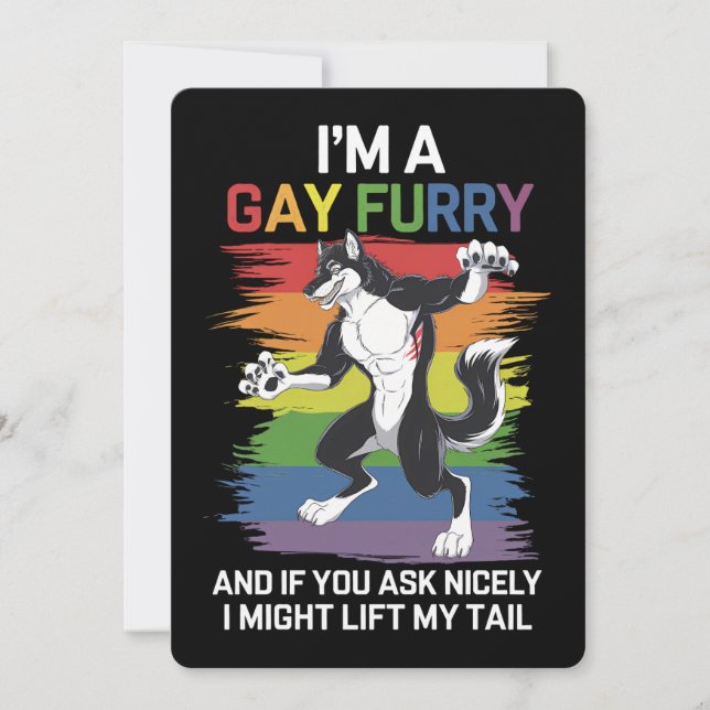 Jag är ett Gay Hårig Fox Rainbow LGBTQ-Pride Inbjudningar (Framsida)