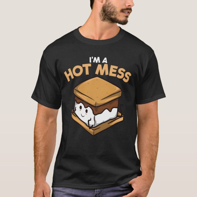 Jag är ett hett rödis SMores Marshmallow Camping S T Shirt (Framsida)
