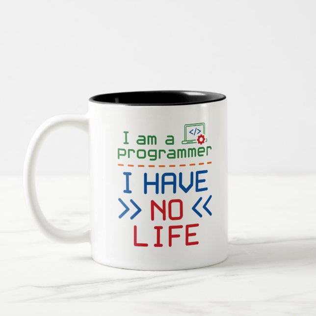 Jag är ett program som jag inte har något liv i Två-Tonad mugg (Vänster)