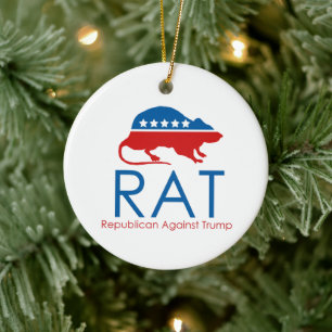 Jag är ett R.A.T. Republican Against Trump Julgransprydnad Keramik